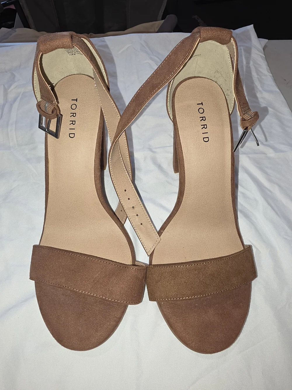 Torrid Brown Suede Block Heel Sandals